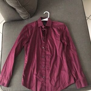H&M Burgundy Slim Fit Button Down Long Sleeve Shirt